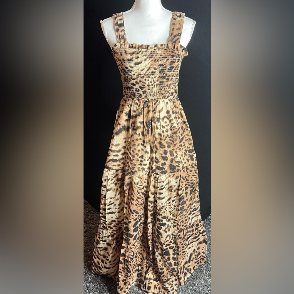 Express Animal Print Dress with Gold Accents